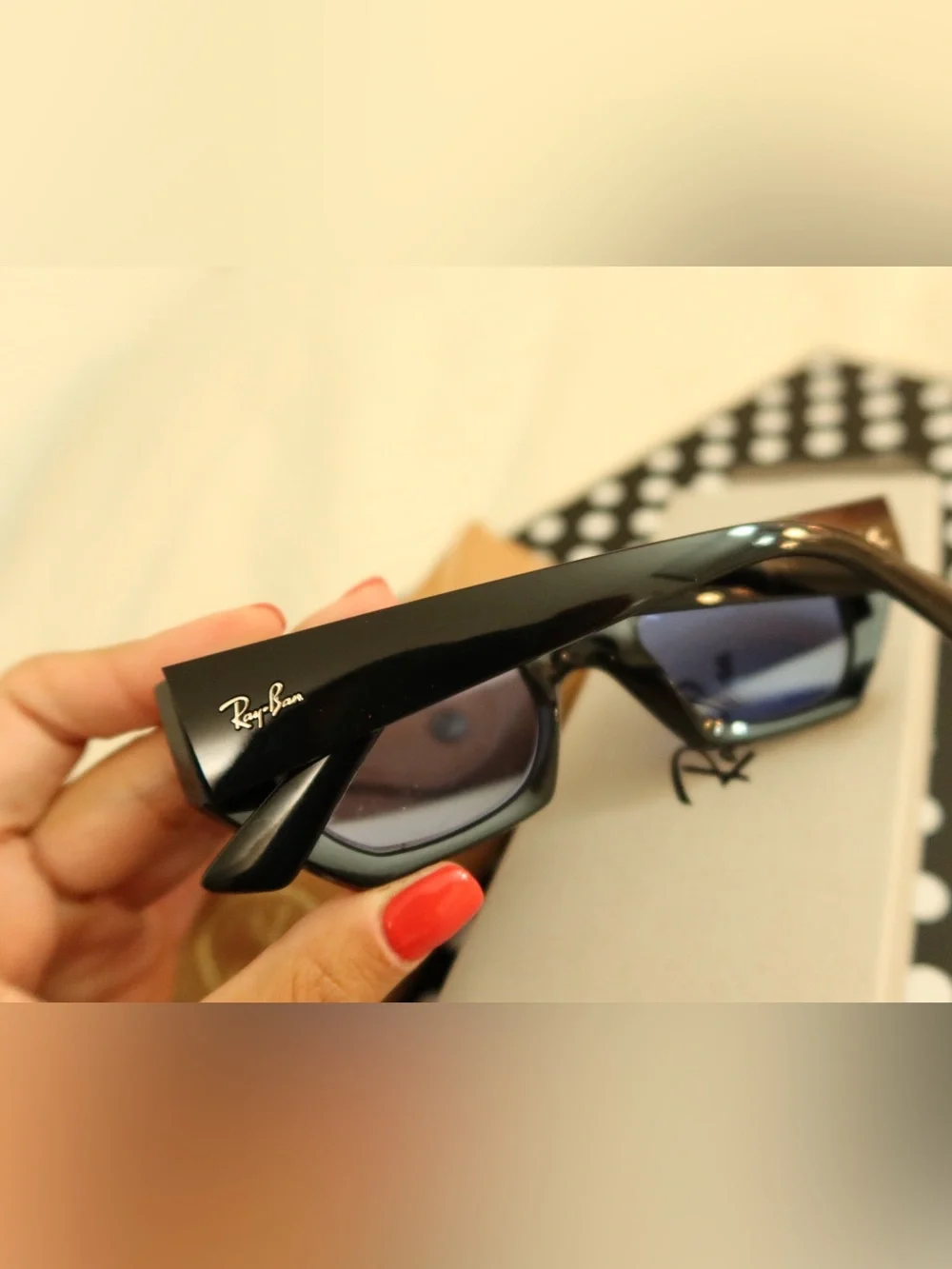 Ray-Ban Women's Black Frame Sunglasses with Light Blue Lenses